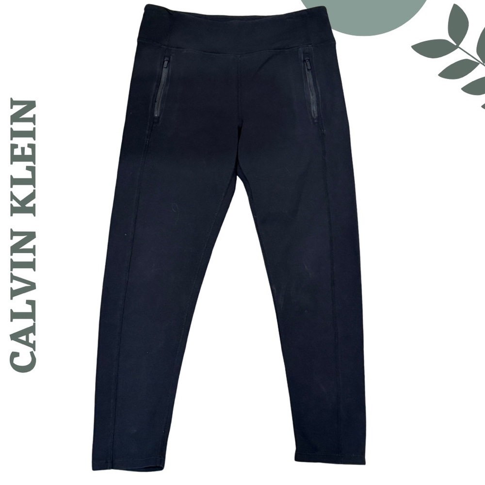 Performance Black Stretch Pants Large — Zipper Pocket Leggings